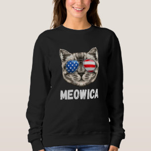Meowica Men Women Usa American Flag Cat 4th Of Jul Sweatshirt