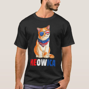 Meowica Merica USA American Flag Patriotic Cat 4th T-Shirt