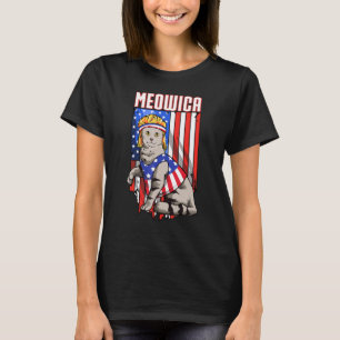 Meowica Mullet Usa Flag 4th Of July Fourth Indepen T-Shirt