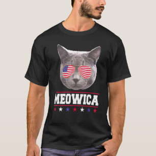 Meowica Patriotic 4th Of July Cat Cat In Sunglasse T-Shirt