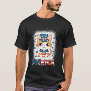 Meowica Patriotic Cat 4Th Of July Fireworks Merica T-Shirt