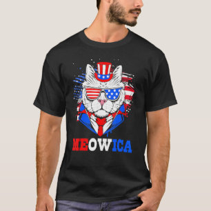 Meowica Patriotic Cat 4th Of July Independent Day T-Shirt