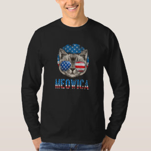 Meowica Patriotic Cat Usa Flag American Patriot Pe T-Shirt