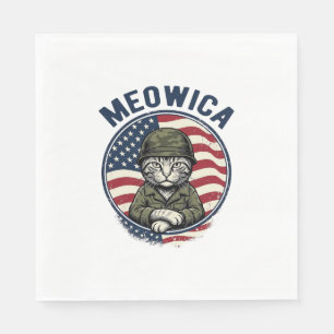 Meowica Patriotic Cat Vintage Engraving Shirt Desi Napkin