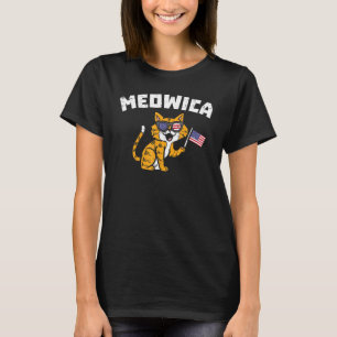 Meowica Sunglasses Cat Us American Flag 4th Of Jul T-Shirt