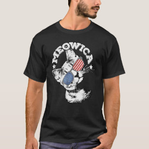 Meowica Usa Cat 4th Of July American Flag Graphics T-Shirt