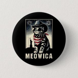 Meowica Usa merica Cat 4th Of July Funny Patriotic 6 Cm Round Badge