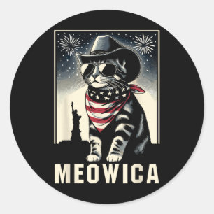 Meowica Usa merica Cat 4th Of July Funny Patriotic Classic Round Sticker