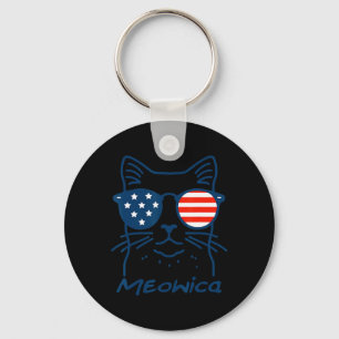 Meowica Usa merica Cat 4th Of July Funny Patriotic Key Ring