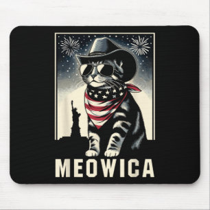 Meowica Usa merica Cat 4th Of July Funny Patriotic Mouse Pad