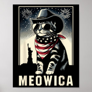 Meowica Usa merica Cat 4th Of July Funny Patriotic Poster