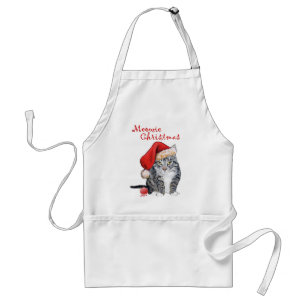 Meowie Christmas Tabby Cat Standard Apron