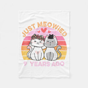 Meowied 9 Years Married Cats 9th Wedding Fleece Blanket