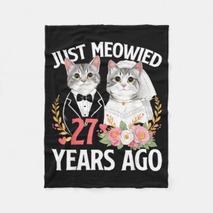 Meowied Cat 27th Wedding Anniversary 27 Years Fleece Blanket