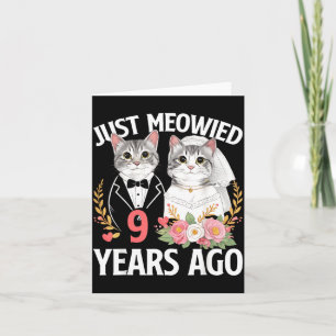 Meowied Cat 9th Wedding Anniversary 9 Years Couple Card