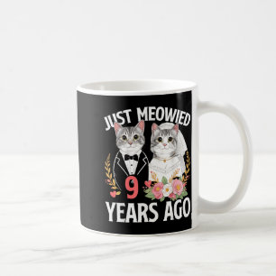 Meowied Cat 9th Wedding Anniversary 9 Years Couple Coffee Mug