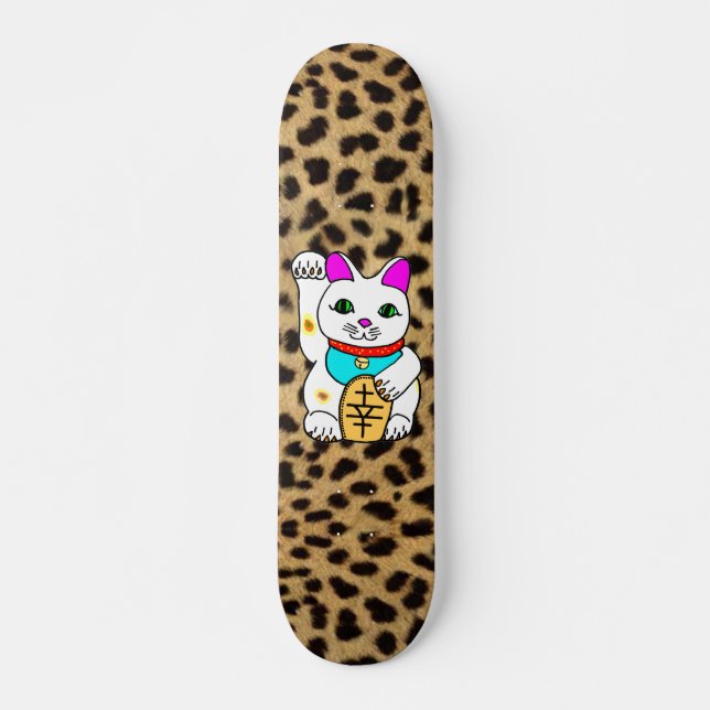 MEOWIES LUCKY CAT MANEKI NEKO LEOPARD SKATEBOARD (Front)