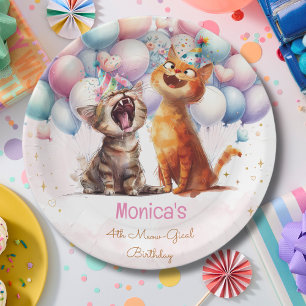 Meowing cats meow-gical kids birthday paper plate
