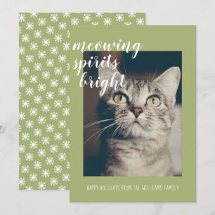 Meowing Spirits Bright Your Cat Photo Holiday Card
