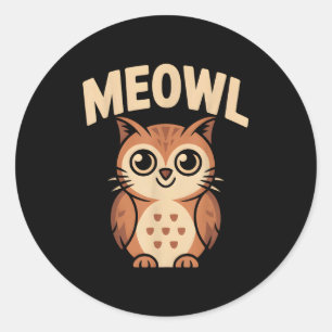 Meowl Cat Owl Hybrid Funny Meme Brain Rot Gen Alph Classic Round Sticker
