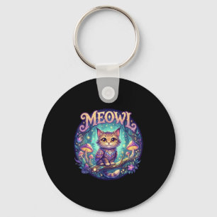 Meowl Cat Owl Meme Brainrot Kids Cursed Silly Gen  Key Ring