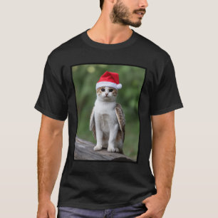 Meowl Cat Owl Santa Hat Christmas Meme Xmas T-Shirt