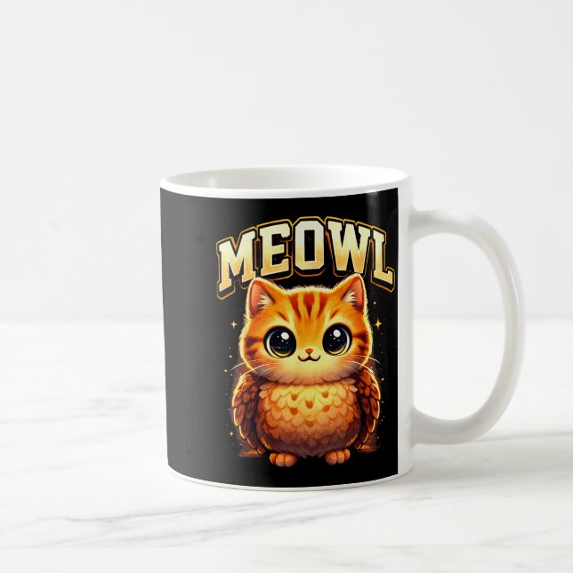 Meowl Funny Meow Cat Owl Brainrot Meme Teen Kids  Coffee Mug (Right)