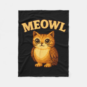 Meowl - Funny Meow Cat Owl Brainrot Meme Teen Kids Fleece Blanket