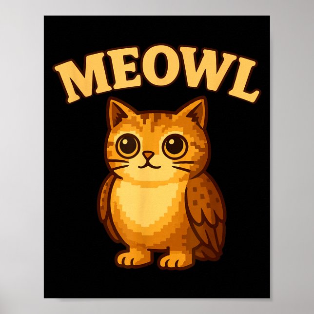 Meowl - Funny Meow Cat Owl Brainrot Meme Teen Kids Poster (Front)