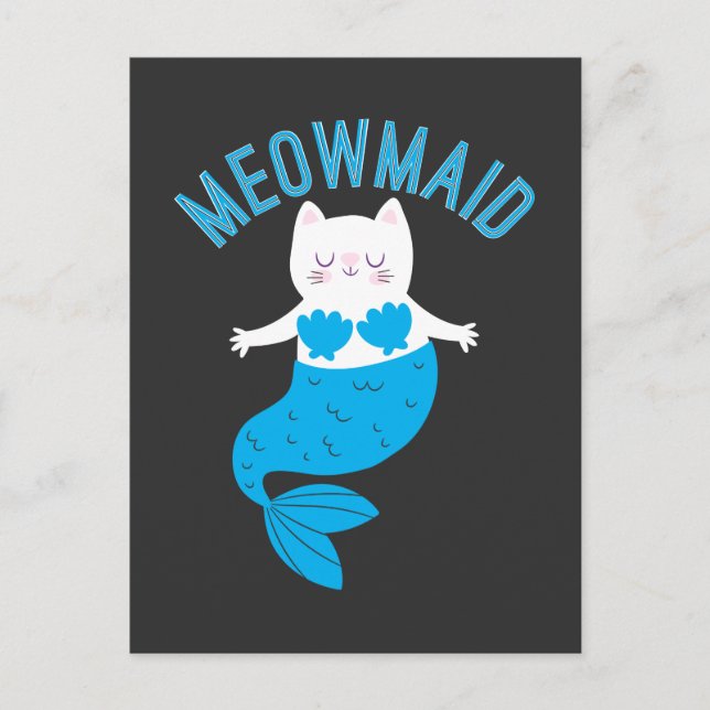 Meowmaid Cute Mermaid Cats Kitty Beach Lover Postcard (Front)