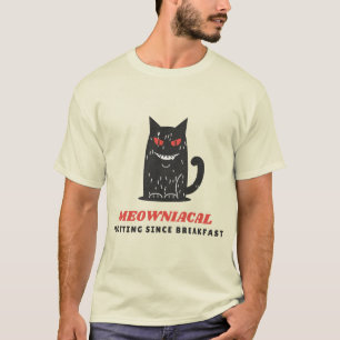 Meowniacal Evil Black Cat Plotting T-Shirt