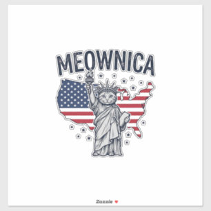 Meownica Patriotic Cat Vintage Vector Design_1