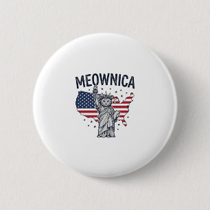 Meownica Patriotic Cat Vintage Vector Design_1 6 Cm Round Badge