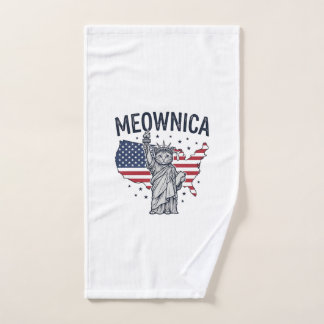 Meownica Patriotic Cat Vintage Vector Design_1 Hand Towel