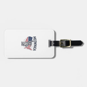 Meownica Patriotic Cat Vintage Vector Design_1 Luggage Tag