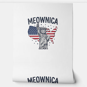 Meownica Patriotic Cat Vintage Vector Design_1 Wallpaper