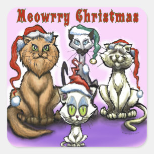 Meowrry Christmas Cats Square Sticker