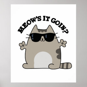 Meow's It Goin Funny Cat Pun  Poster