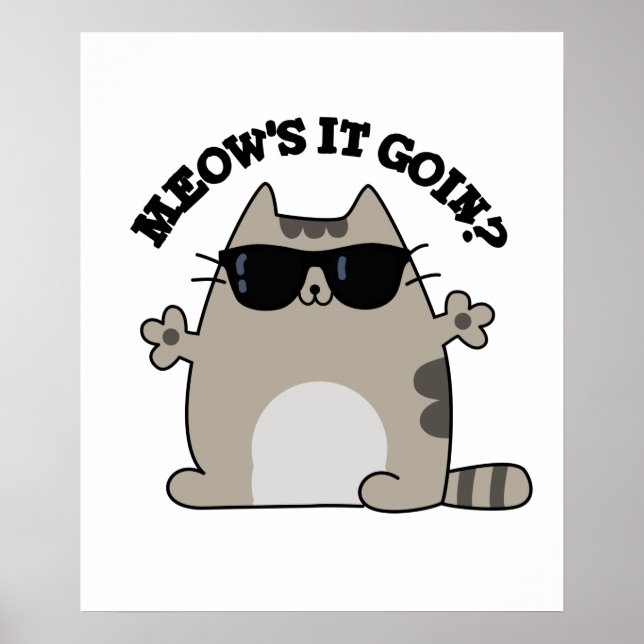 Meow's It Goin Funny Cat Pun  Poster (Front)
