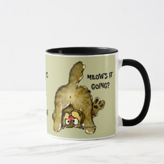 Meows it Going? Cartoon Cat Mug