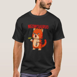 Meowsaurus Roar Cute Angry Cat Dino Mashup T-Shirt