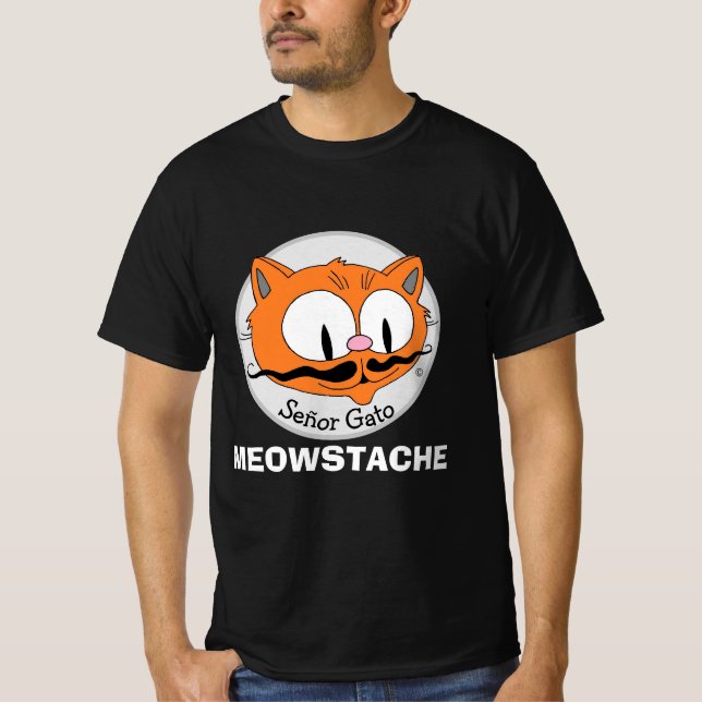 MEOWSTACHE Moustache Cat Señor Gato Funny T-Shirt (Front)