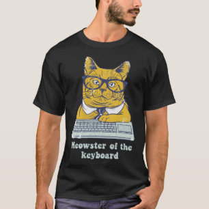Meowster Keyboard Cat Working Pun Programmer Code T-Shirt