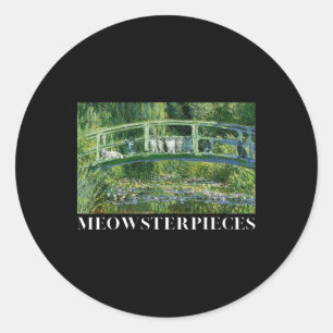 Meowsterpieces Antique Oil Painting Funny Cat Love Classic Round Sticker