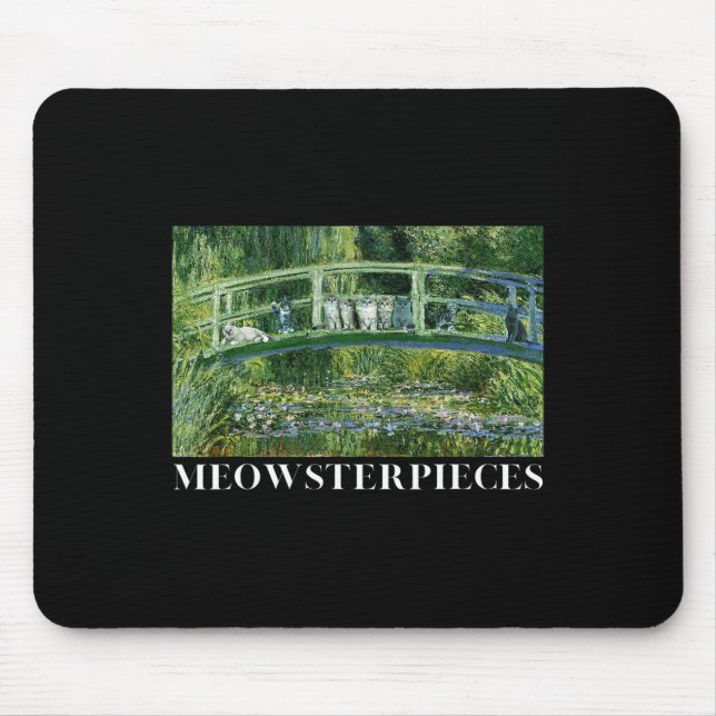 Meowsterpieces Antique Oil Painting Funny Cat Love Mouse Pad (Front)
