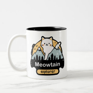 Meowtain Explorer – Cute Cat Adventure Design Two-Tone Coffee Mug