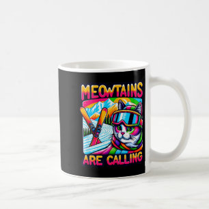 Meowtains are calling funny ski cat lovers skiing coffee mug