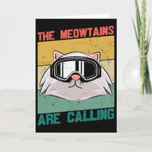 Meowtains Cat Ski Snowboard Snowboarding Skiing Sn Card