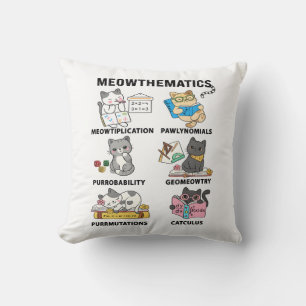 Meowthematics Funny Math Cat Puns For Math Lovers Cushion