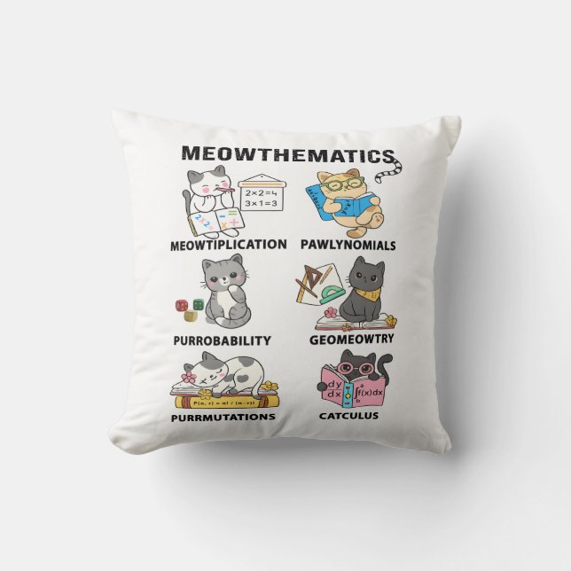 Meowthematics Funny Math Cat Puns For Math Lovers Cushion (Front)